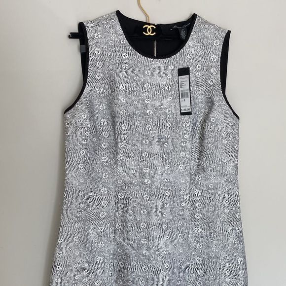 🔴 NWT Kenneth Cole Black White Blue Multi Print Shift Cocktail Dress - Picture 8 of 14